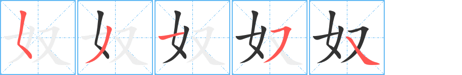 奴字筆畫寫法