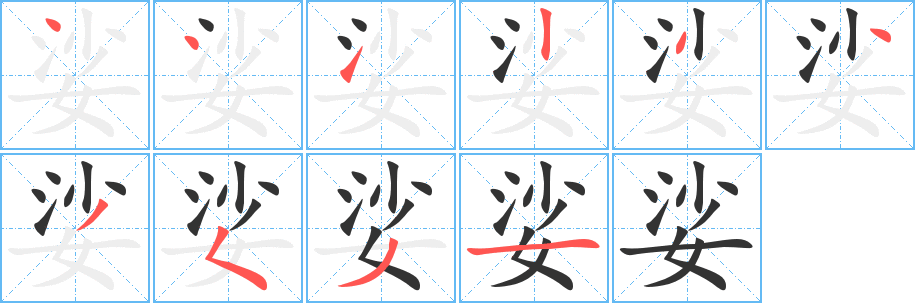 娑字筆畫(huà)寫(xiě)法