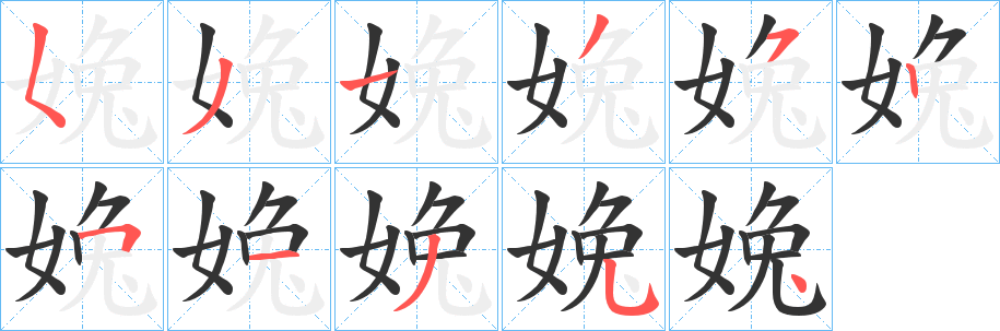 婏字筆畫寫法
