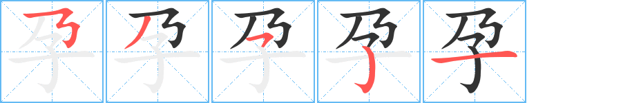 孕字筆畫寫法