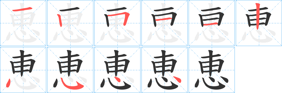 恵字筆畫寫法