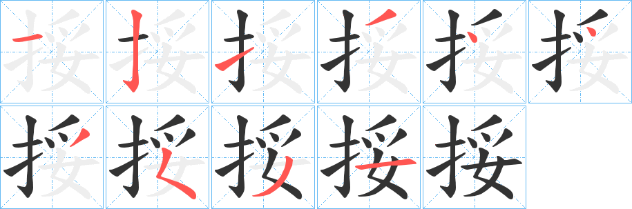 挼字筆畫(huà)寫(xiě)法