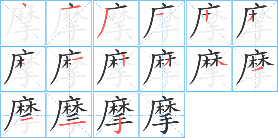 摩字筆畫(huà)寫(xiě)法
