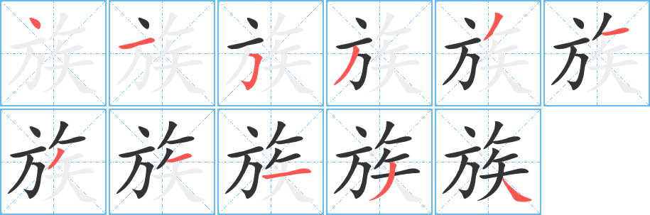 族字筆畫寫法