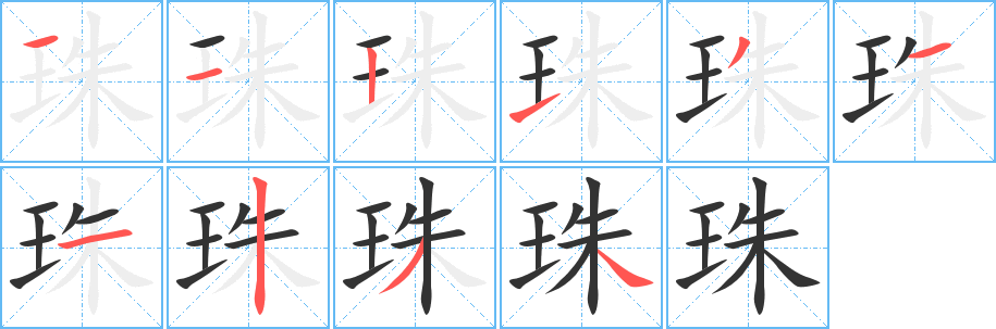 珠字筆畫寫法