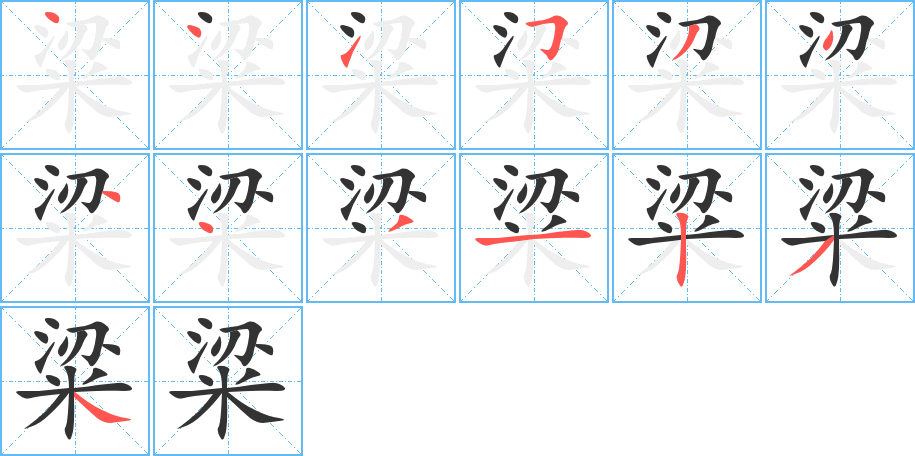 粱字筆畫寫法