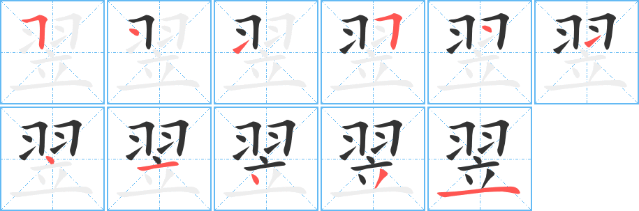 翌字筆畫寫法