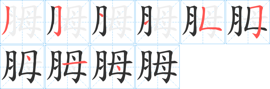 胟字筆畫寫法