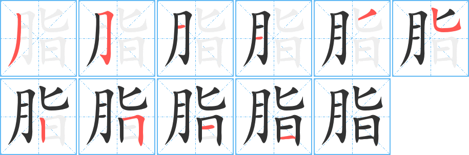 脂字筆畫(huà)寫(xiě)法