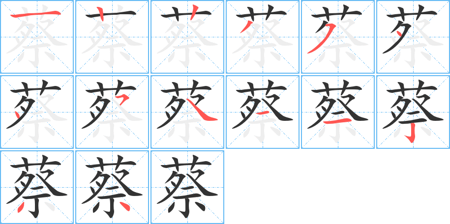 蔡字筆畫(huà)寫(xiě)法