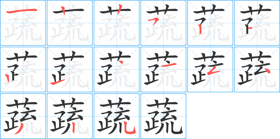 蔬字筆畫(huà)寫(xiě)法