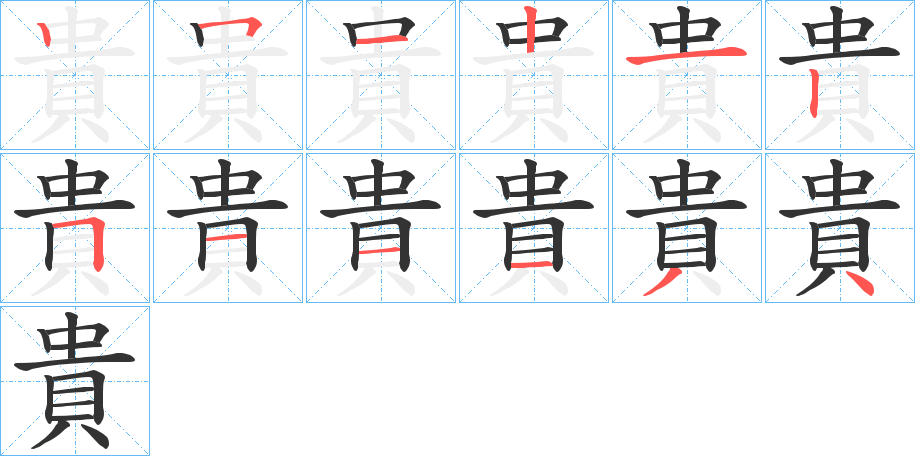 貴字筆畫寫法