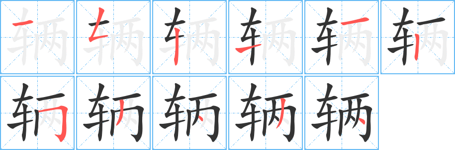 輛字筆畫寫法