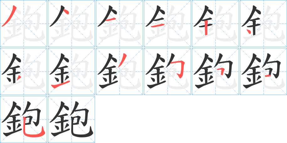 鉋字筆畫(huà)寫(xiě)法