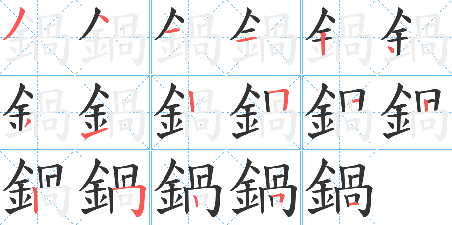 鍋字筆畫寫法