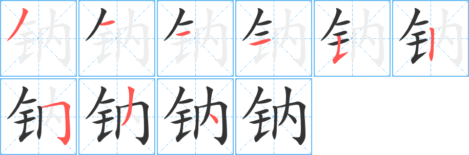 鈉字筆畫(huà)寫(xiě)法