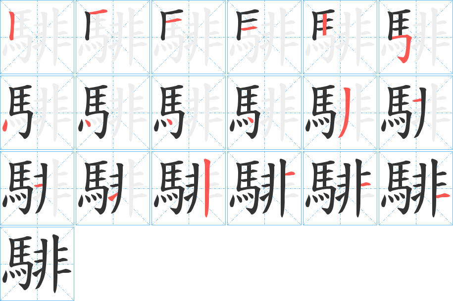騑字筆畫(huà)寫法