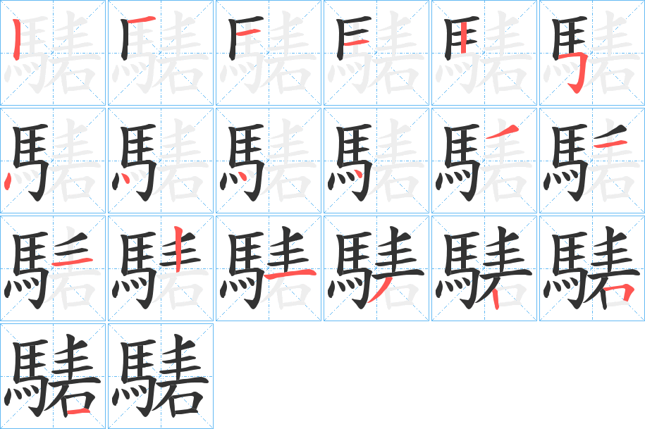 騞字筆畫(huà)寫(xiě)法