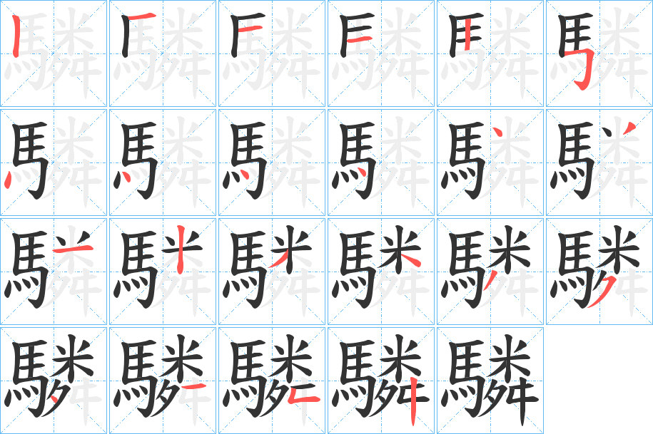 驎字筆畫(huà)寫(xiě)法