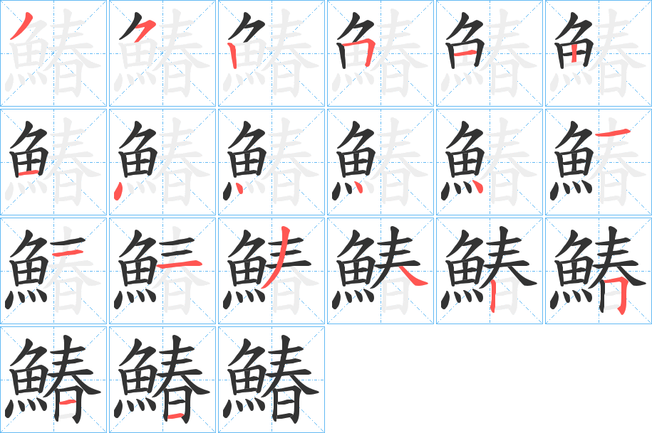 鰆字筆畫寫法