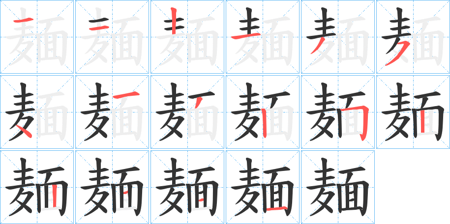麺字筆畫寫法